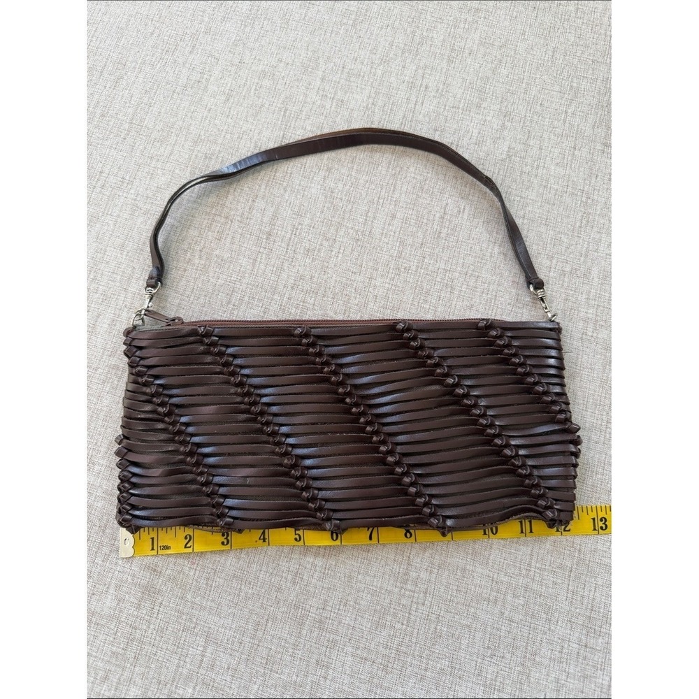 Vintage Y2K Woven Leather Shoulder Bag BCBG MaxAzria Clutch Minimalist braided - Picture 9 of 13